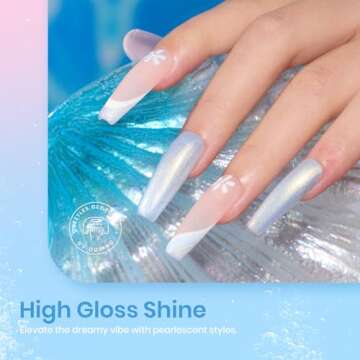 Beetles Pearl Gel Nail Polish 6 Colors Shimmer Glitter White Pink Blue Gel Nail Polish Mermaid Gel Soak Off Uv Led Summer Gel Polish Swirl Thread Effect DIY Manicure Art Valentine's Day Gift for Women