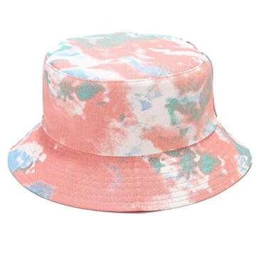 MaxNova Bucket Hat Summer Travel Beach Sun Hat Reversible Vistor Outdoor Cap Unisex 100% Cotton (Tie...