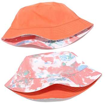 MaxNova Bucket Hat Summer Travel Beach Sun Hat Reversible Vistor Outdoor Cap Unisex 100% Cotton (Tie-dye Pink/Green)