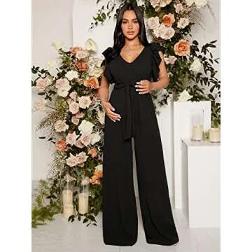 Chic Maternity Ruffle Trim Jumpsuit for Every Occasion