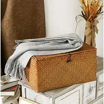 DOKOT Handwoven Seagrass Storage Basket for Organization