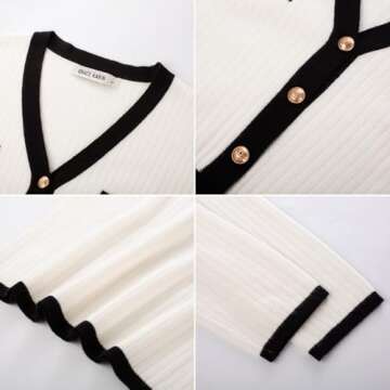 GRACE KARIN Women's 2024 Winter Sweater Dresses Long Sleeve V Neck Ribbed Knit Bodycon Pullover Midi Sweater Dress White S