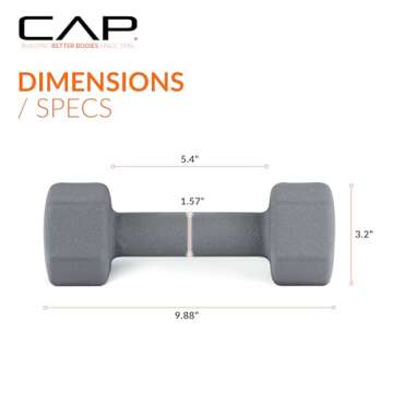 CAP Barbell Neoprene Coated Dumbbell Weights (Pair), gray, 10 pound (SDN5P-20)