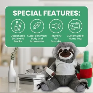 Gears Out Moochie The Farting Slacker Sloth - Fun Plush Toy