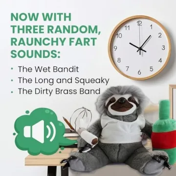 Gears Out Moochie The Farting Slacker Sloth - Fun Plush Toy