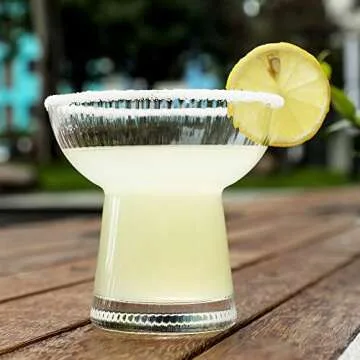 Lysenn Stemless Margarita Glasses Set of 2 - Elegant Vertical Stripes Cocktail Glasses – Premium H...