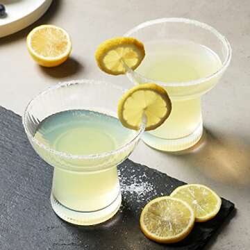 Lysenn Elegant Hand Blown Margarita Glasses Set of 2
