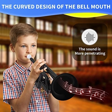 PAMPET Professional Plastic Bb Trumpet Standard Trumpet Set for Student Beginner With 7C Mouthpiece and 3C Mouthpiece, Bb Trumpet Instrument, Black