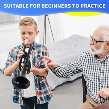 PAMPET Professional Plastic Bb Trumpet Standard Trumpet Set for Student Beginner With 7C Mouthpiece and 3C Mouthpiece, Bb Trumpet Instrument, Black