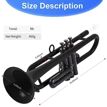 PAMPET Professional Plastic Bb Trumpet Standard Trumpet Set for Student Beginner With 7C Mouthpiece and 3C Mouthpiece, Bb Trumpet Instrument, Black