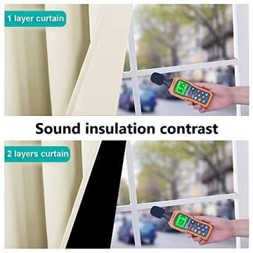 NICETOWN Living Room Completely Shaded Draperies, Privacy Protection & Noise Reducing Black Lined Insulated Window Treatment Curtain Panels for Patio Door (Beige, Set of 2, W42 x L84)