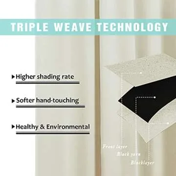 NICETOWN Living Room Completely Shaded Draperies, Privacy Protection & Noise Reducing Black Lined Insulated Window Treatment Curtain Panels for Patio Door (Beige, Set of 2, W42 x L84)