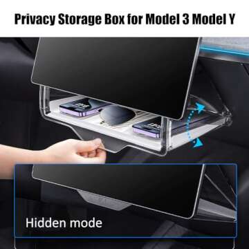 CLOUDMALL for Tesla Model 3/Y Under Screen Storage, Hidden Storage Tray Compatible for 2016-2024 Model Y Model 3 Accessories, Hidden Privacy, Space Saver, 1PC