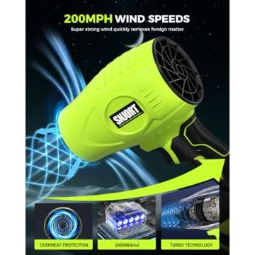 Cordless Leaf Blower 300,000 RPM with Battery Included