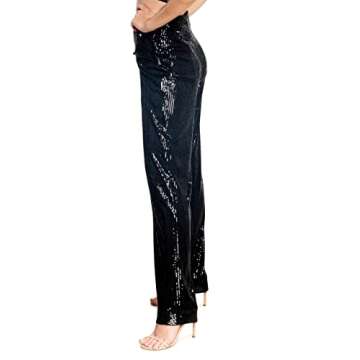 Dress the Population Women's Dina Sequin Classic Pant, Black, Small