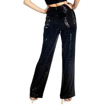 Dress the Population Women's Dina Sequin Classic Pant, Black, Small
