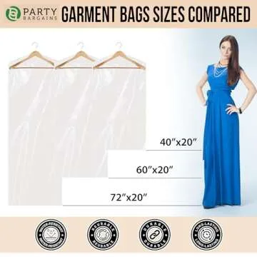 40x20 Clear Garment Bags - 50 Pack for Clothing Storage