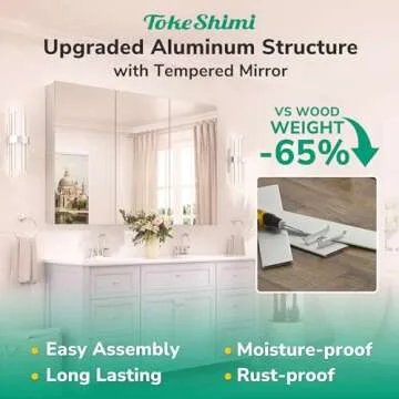 TokeShimi 24x32 Mirrored Medicine Cabinet Recessed or Wall Mount, Aluminum Tempered Silver Bathroom Medicine Cabinet with Mirror with Stepless Adjustable Storage Metal for Modern Farmhouse