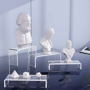 Goabroa Acrylic Display Risers, 2 Sets 6 Pcs Rectangular Acrylic Risers Display Stands, 4mm Thick Display Stands for Vendor Events, Acrylic Shelves for Lego Display, Cupcake, Perfume