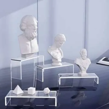 Goabroa Acrylic Display Risers, 2 Sets 6 Pcs Rectangular Acrylic Risers Display Stands, 4mm Thick Display Stands for Vendor Events, Acrylic Shelves for Lego Display, Cupcake, Perfume