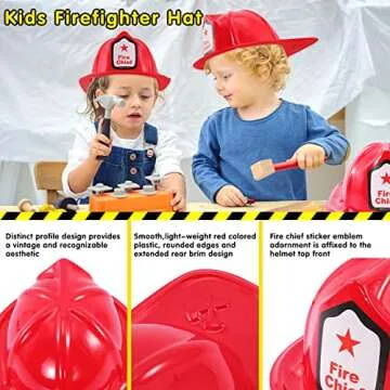24 Pcs Kids Firefighter Hat,Plastic Fireman Hat,Red Fire Chief Helmet for Kids,Soft Children’s Fireman Helmet Fire Hats for Boys Girls Role Play Party Costume Dress Up Accessory