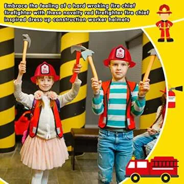 24 Pcs Kids Firefighter Hat,Plastic Fireman Hat,Red Fire Chief Helmet for Kids,Soft Children’s Fireman Helmet Fire Hats for Boys Girls Role Play Party Costume Dress Up Accessory