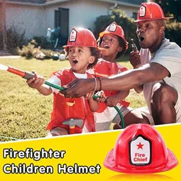 24 Pcs Kids Firefighter Hat,Plastic Fireman Hat,Red Fire Chief Helmet for Kids,Soft Children’s Fireman Helmet Fire Hats for Boys Girls Role Play Party Costume Dress Up Accessory
