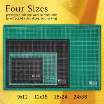 Breman Precision Self Healing Cutting Mat 24 x 36 Inch - 2-Sided 5-Ply PVC Green/Black Cutting Mats for Crafts, Sewing, Quilting and DIY Projects - Durable and Non-Slip Design with Precise Grid Lines