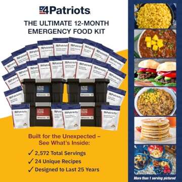 4Patriots: 1-Year Survival Food Kit - Emergency Food Supply, Freeze Dried Food, Designed To Last 25 ...