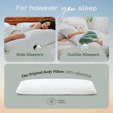 Coop Home Goods Original Adjustable Body Pillow, 20x54 Long Pillow for Back, Shoulder, Hip and Knee Support, Side Sleeper Body Pillows for Adults with Memory Foam & Washable Cover