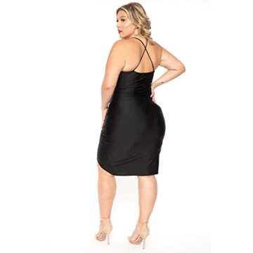 ROSIANNA Women's Plus Size Spaghetti Strap Cowl Neck Wrap Party Sling Sexy Dress (as1, Alpha, x_l, Regular, Regular, Black)