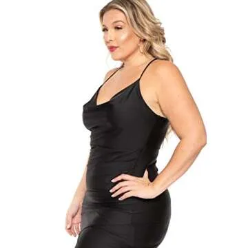 ROSIANNA Women's Plus Size Spaghetti Strap Cowl Neck Wrap Party Sling Sexy Dress (as1, Alpha, x_l, Regular, Regular, Black)