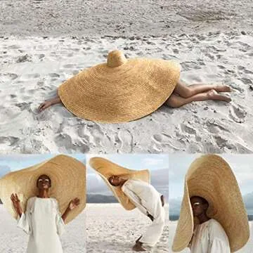 Beach Sun for Women,Floppy Straw Hat Large Brim Sun Oversized Hat Ladies Women Wide Brim Straw Roll up Cap Summer Hat