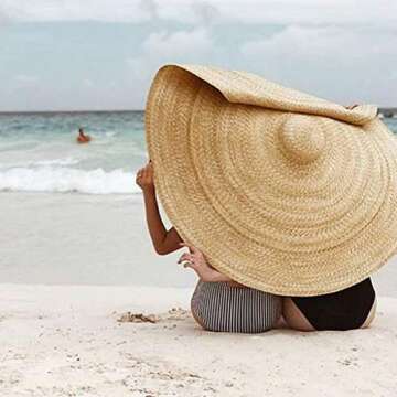 Beach Sun for Women,Floppy Straw Hat Large Brim Sun Oversized Hat Ladies Women Wide Brim Straw Roll up Cap Summer Hat
