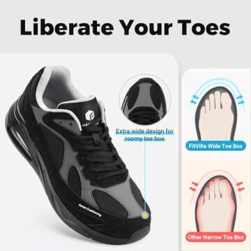 FitVille Extra Wide Walking Shoes for Men Wide Width Air Cushion Sneakers Gym Workout Shoes for Plan...