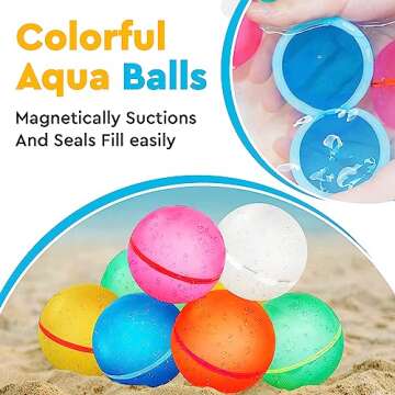 LEGACY KIDS Reusable water balloons For Kids, Water Balloons Quick Fill, Refillable Water Balloons For Kids, Reusable Water Balloons Magnetic, Pool Toys For Kids Ages 8-12, Silicone (8 pcs Regular)