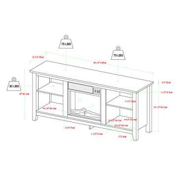 Walker Edison Wren Classic 4 Cubby Fireplace TV Stand for TVs up to 65 Inches, 58 Inch, Barnwood