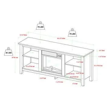 Walker Edison Wren Classic 4 Cubby Fireplace TV Stand for TVs up to 65 Inches, 58 Inch, Barnwood