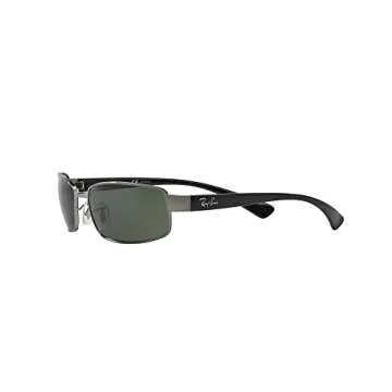 Ray-Ban RB3364 Metal Rectangular Sunglasses, Gunmetal/Polarized Green, 62 mm