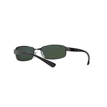 Ray-Ban RB3364 Metal Rectangular Sunglasses, Gunmetal/Polarized Green, 62 mm