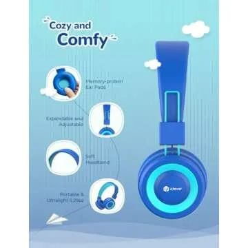 iClever [2 Pack BTH02 Kids Bluetooth Headphones for School with MIC, 85dBA Volume Protection, Adjustable Foldable,for iPad/Tablet/Airplane, Green/Blue