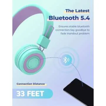 iClever [2 Pack BTH02 Kids Bluetooth Headphones for School with MIC, 85dBA Volume Protection, Adjustable Foldable,for iPad/Tablet/Airplane, Green/Blue