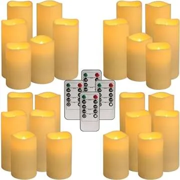 Enpornk Flameless Candles Led Candles Set of 24 Battery Candles (D2.2'' x H4''5''6'') Waterproof Outdoor Indoor Candles with 10-Key Remotes and Cycling 24 Hours Timer