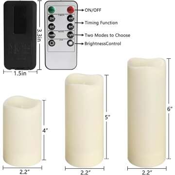 Enpornk Flameless Candles Led Candles Set of 24 Battery Candles (D2.2'' x H4''5''6'') Waterproof Outdoor Indoor Candles with 10-Key Remotes and Cycling 24 Hours Timer