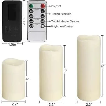 Enpornk Flameless Candles Led Candles Set of 24 Battery Candles (D2.2'' x H4''5''6'') Waterproof Outdoor Indoor Candles with 10-Key Remotes and Cycling 24 Hours Timer