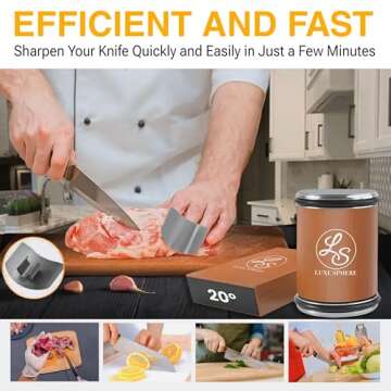 Rolling Knife Sharpener-Knife Sharpening Kit-Premium Diamond & Ceramic Discs, Adjustable 15°/20° Magnetic Angles-Includes Leather Strop and Finger Guard for Easy & Safe Knives Sharpening