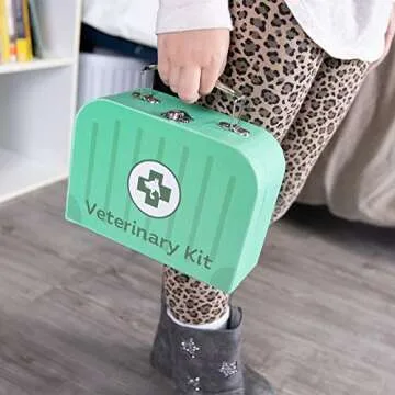 Dr. Pine's Pet Hospital Veterinary Kit | Pretend Play Animal Doctor | 11 Pieces: Gauze, Tweezers, Stethoscope, and Treats! | Take Care of Animals, Play Creatively