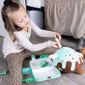 Dr. Pine's Pet Hospital Veterinary Kit | Pretend Play Animal Doctor | 11 Pieces: Gauze, Tweezers, Stethoscope, and Treats! | Take Care of Animals, Play Creatively