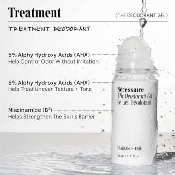 Nécessaire The Deodorant Gel - Clinical Deodorizing Treatment with 5% AHA. Vitamin B5 + B3. No Bumps. No Discoloration. Dermatologist-Tested. 1.7oz