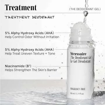 Nécessaire The Deodorant Gel - Clinical Deodorizing Treatment with 5% AHA. Vitamin B5 + B3. No Bumps. No Discoloration. Dermatologist-Tested. 1.7oz